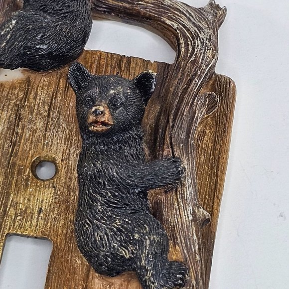 Vintage Slifka Black Bear Cubs Climbing Light Switch Plate Cover - Picture 9 of 10